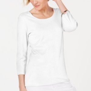 NWT Karen Scott Essentials Scoop Neck White Shirt Women's Size XL